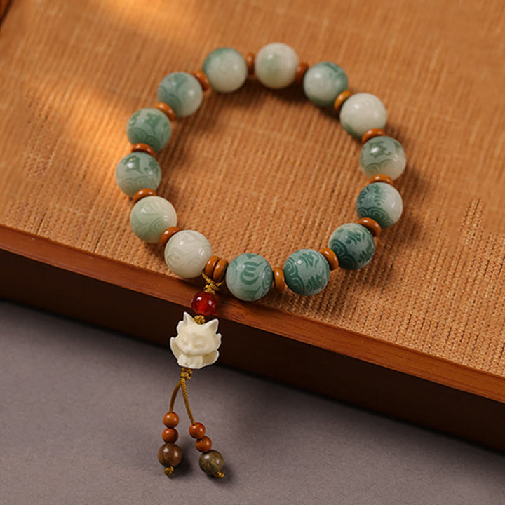 Buddha Stonesグラデーション菩提樹種オーム・マニ・パドメ・フム彫刻ザキラム平和ブレスレット - image 11