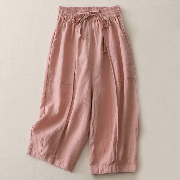 Buddha Stonesカジュアル 無地 パッチワーク レディース ポリエステル 7-8丈 ワイドレッグパンツ ポケット付き - ピンク - US8-10，UK/AU12-14，EU40-42 (2XL) - image 4