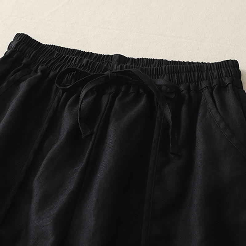 Buddha Stonesカジュアル 無地 パッチワーク レディース ポリエステル 7-8丈 ワイドレッグパンツ ポケット付き - image 21