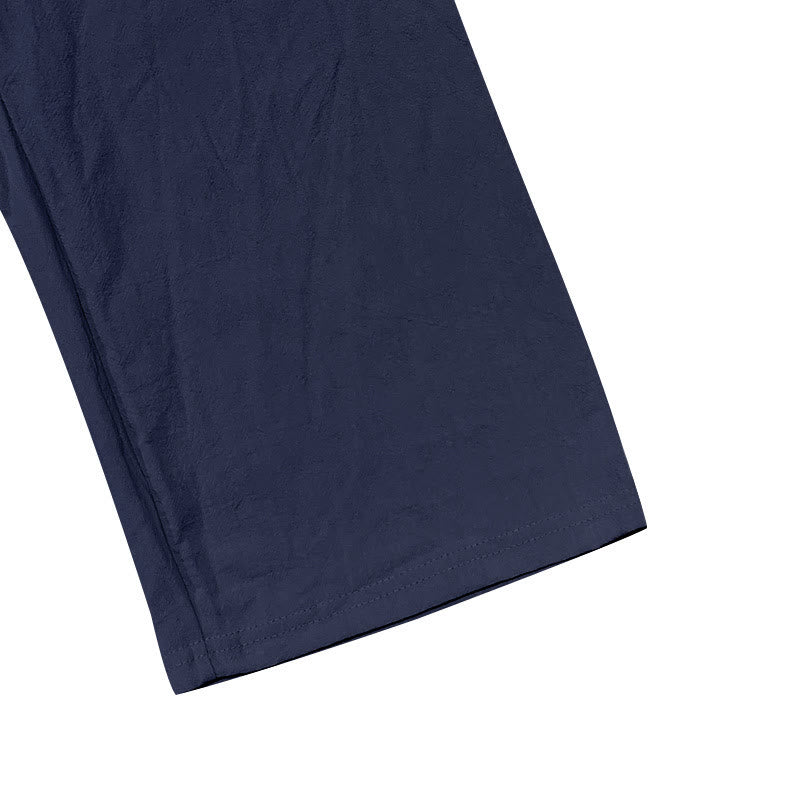 Buddha Stones無地ボタン ドローストリング メンズ コットンパンツ ポケット付き - image 5