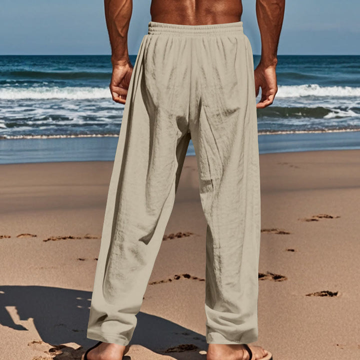 Buddha Stones無地ボタン ドローストリング メンズ コットンパンツ ポケット付き - image 36