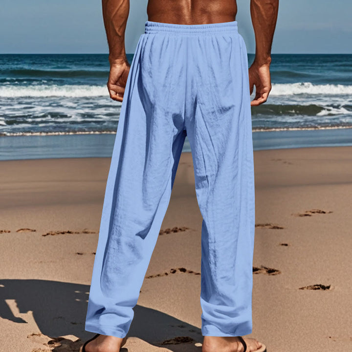 Buddha Stones無地ボタン ドローストリング メンズ コットンパンツ ポケット付き - image 43