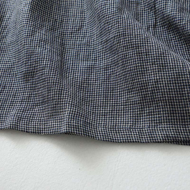 Buddha Stones Commute ミッドナイトブルー レースアップ ハーフスリーブデザイン コットンリネン ミディドレス ポケット付き - image 11