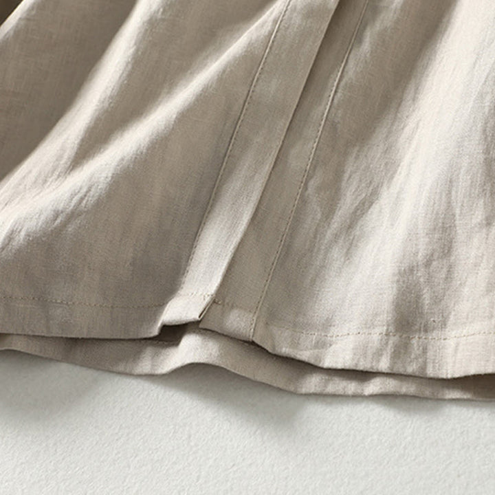 Buddha Stonesボタンデザイン レディース コットンリネン 長袖コート ポケット付き - image 11