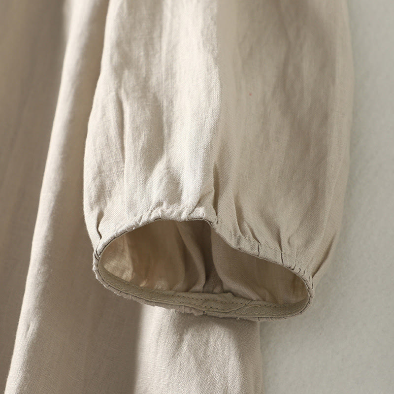 Buddha Stonesボタンデザイン レディース コットンリネン 長袖コート ポケット付き - image 10