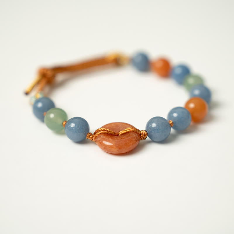 Buddha Stonesカラーアベンチュリン平和のお守りチャームキュアブレスレット - image 2