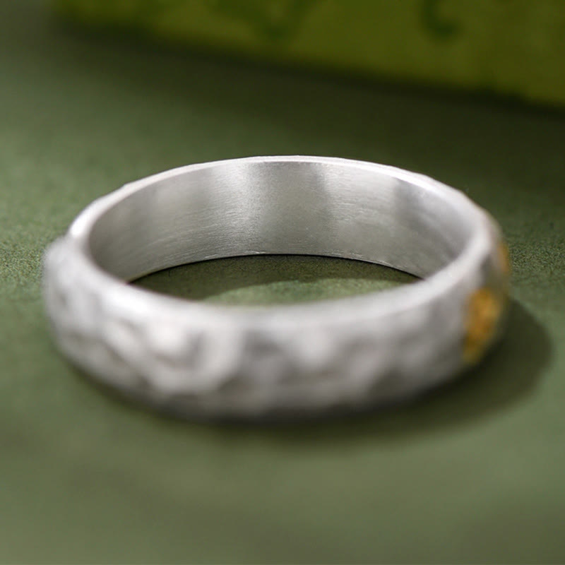 Buddha Stones999スターリングシルバー ハンマーパターンオーム・マニ・パドメ・フムバランスリング - image 4