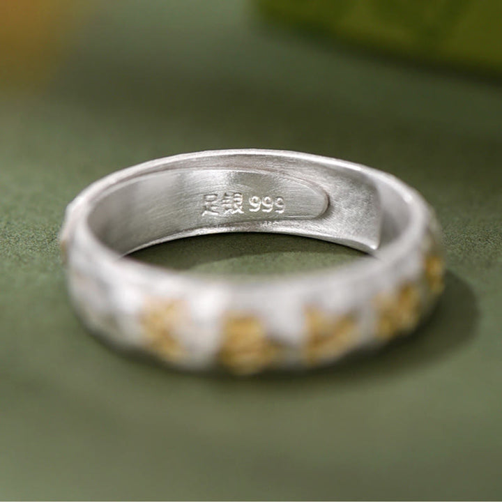 Buddha Stones999スターリングシルバー ハンマーパターンオーム・マニ・パドメ・フムバランスリング - image 8