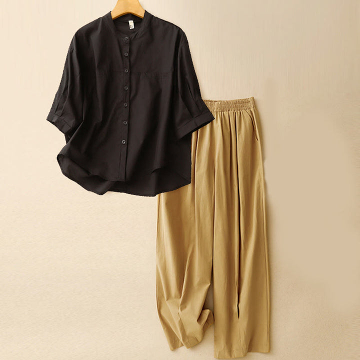 Buddha Stones 2点セット レディース 七分袖シャツ ハーレムパンツ 瞑想服セット - 黒のトップス + カーキのパンツ - US12、 UK/AU16、 EU44 (2XL) - image 24