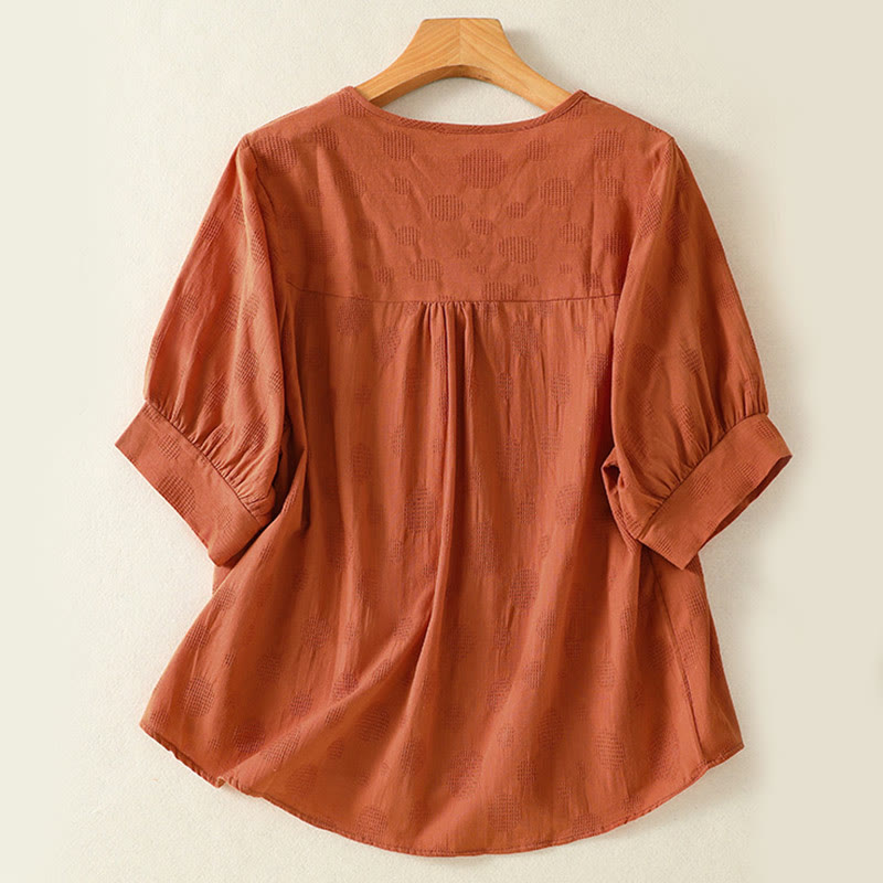 Buddha Stones柄の無地レディース半袖シャツとハーレムパンツの瞑想服セット（2点セット） - image 18