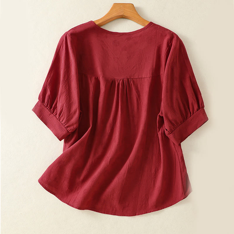 Buddha Stones柄の無地レディース半袖シャツとハーレムパンツの瞑想服セット（2点セット） - image 25