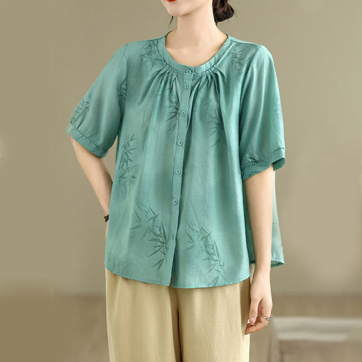 Buddha Stones 2点セット カジュアル レディース 半袖シャツ ハーレムパンツ 瞑想服セット - image 5