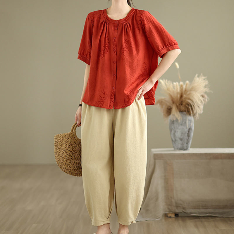 Buddha Stones 2点セット カジュアル レディース 半袖シャツ ハーレムパンツ 瞑想服セット - image 11