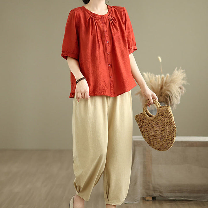 Buddha Stones 2点セット カジュアル レディース 半袖シャツ ハーレムパンツ 瞑想服セット - image 12