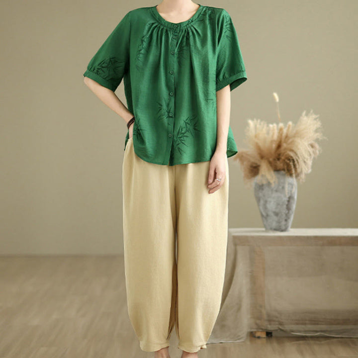 Buddha Stones 2点セット カジュアル レディース 半袖シャツ ハーレムパンツ 瞑想服セット - image 22