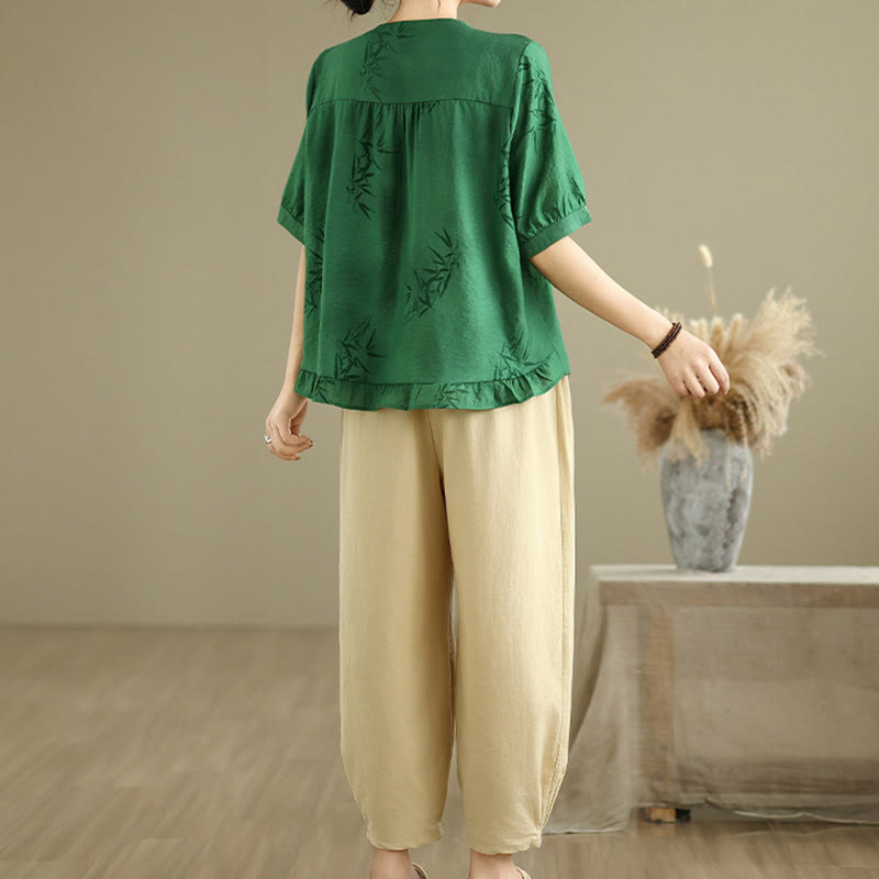 Buddha Stones 2点セット カジュアル レディース 半袖シャツ ハーレムパンツ 瞑想服セット - image 20