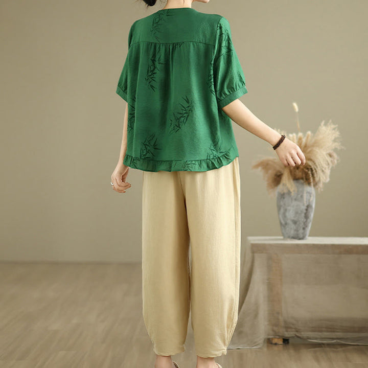 Buddha Stones 2点セット カジュアル レディース 半袖シャツ ハーレムパンツ 瞑想服セット - image 20