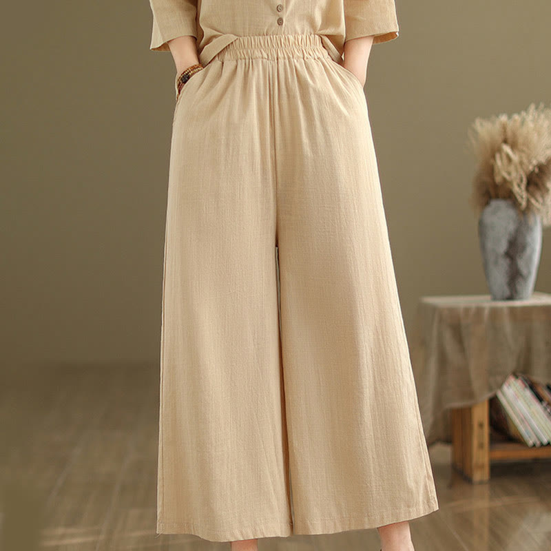 Buddha Stones 2点セット カジュアル レディース スタンドカラー シャツ ゆったりパンツ 瞑想服 セット - image 7