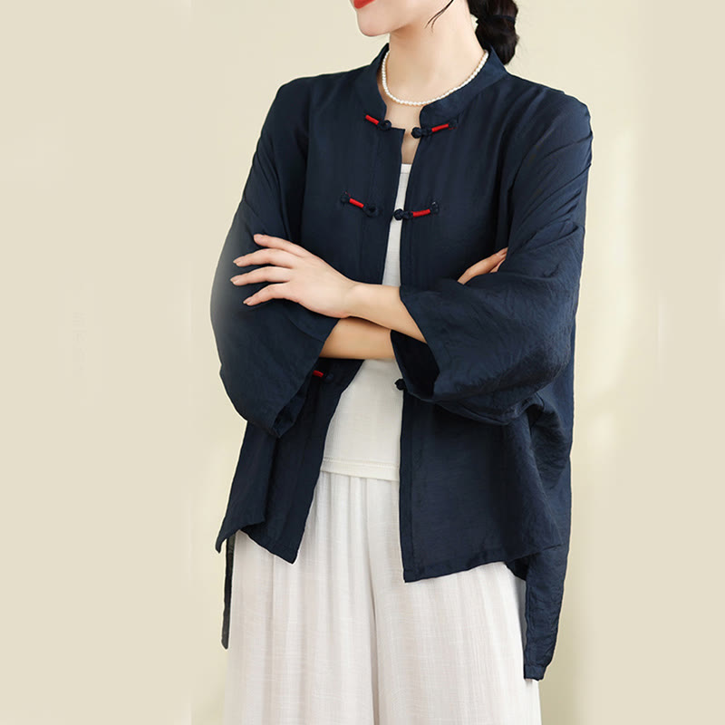Buddha Stones 2点セット カジュアル レディース カエルボタンシャツ ゆったりパンツ 瞑想服セット - image 2