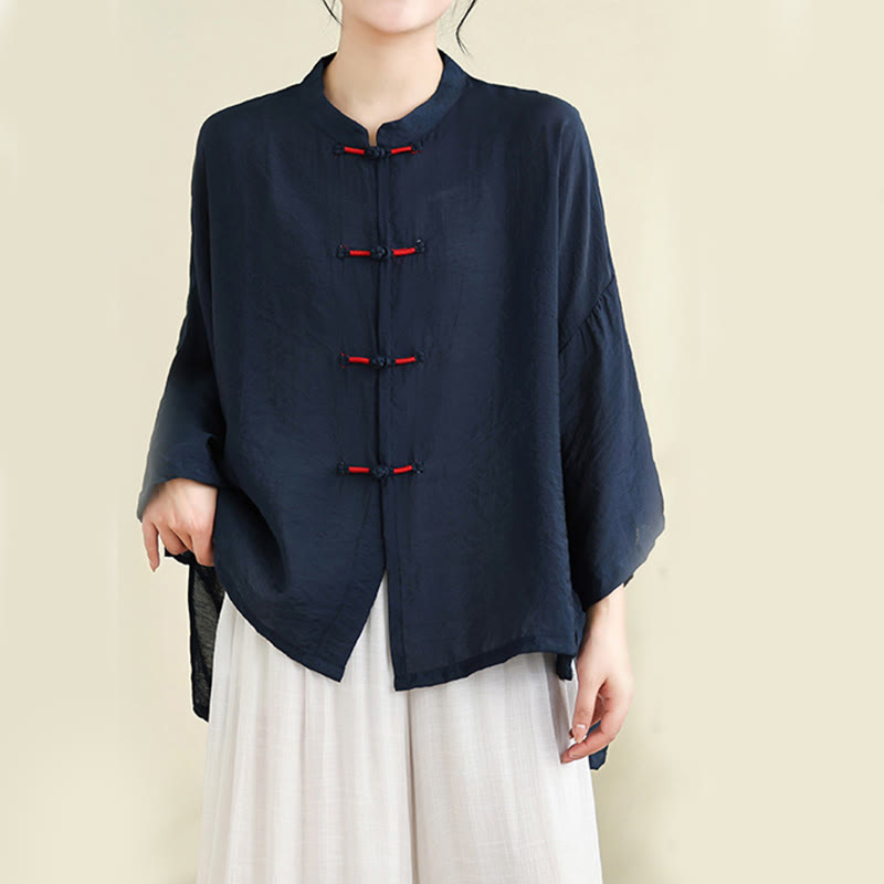 Buddha Stones 2点セット カジュアル レディース カエルボタンシャツ ゆったりパンツ 瞑想服セット - image 4