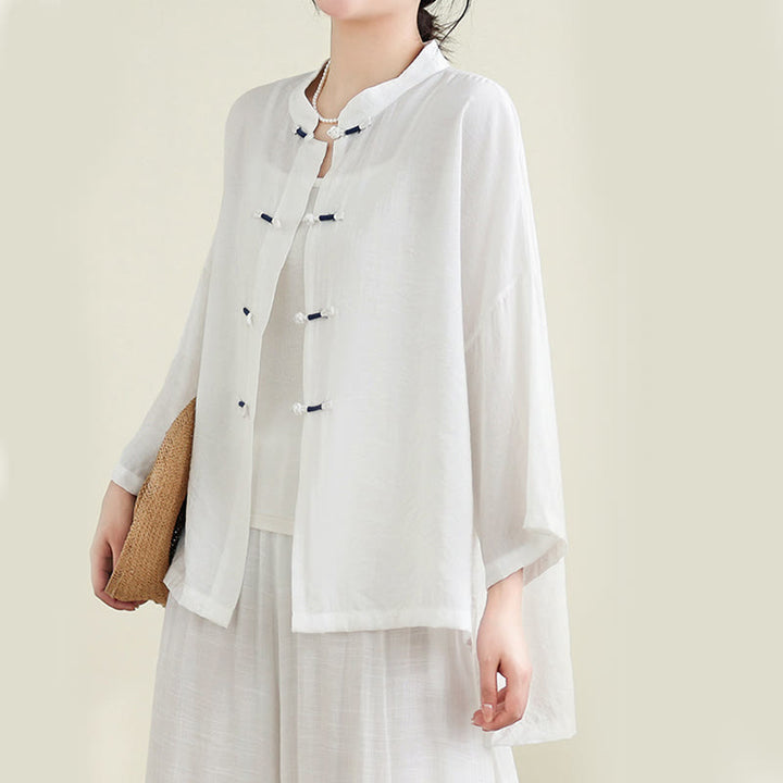 Buddha Stones 2点セット カジュアル レディース カエルボタンシャツ ゆったりパンツ 瞑想服セット - image 15