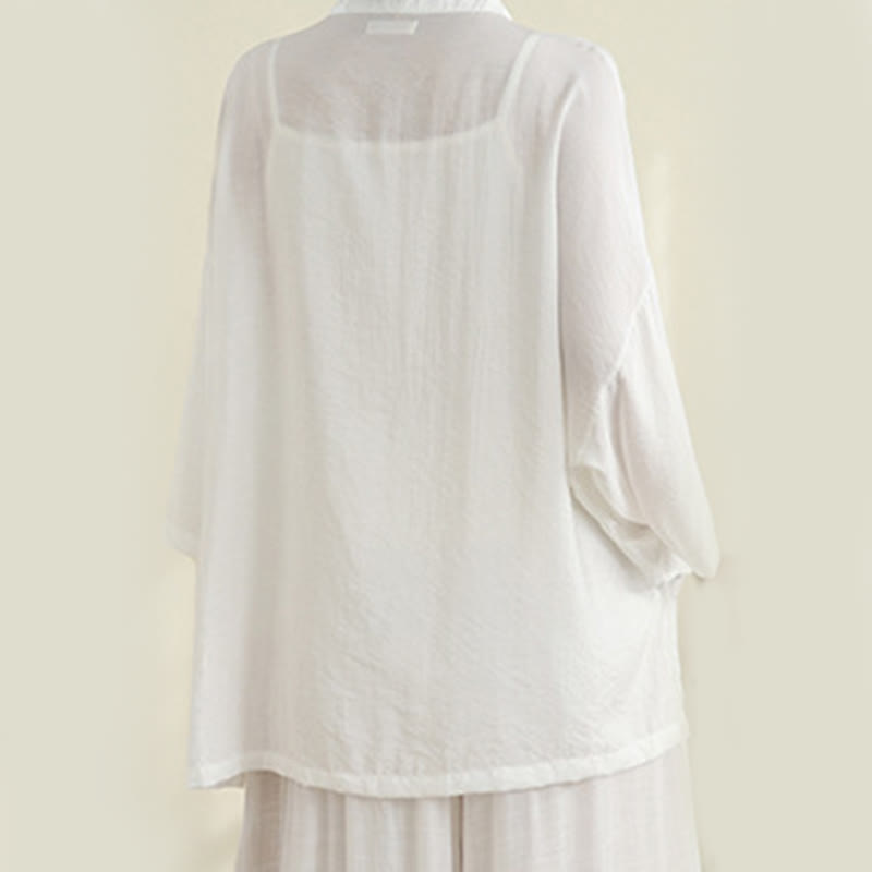 Buddha Stones 2点セット カジュアル レディース カエルボタンシャツ ゆったりパンツ 瞑想服セット - image 11