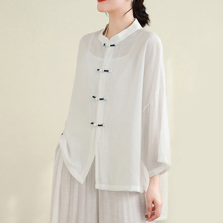Buddha Stones 2点セット カジュアル レディース カエルボタンシャツ ゆったりパンツ 瞑想服セット - image 17