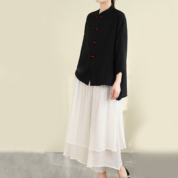 Buddha Stones 2点セット カジュアル レディース カエルボタンシャツ ゆったりパンツ 瞑想服セット - image 23