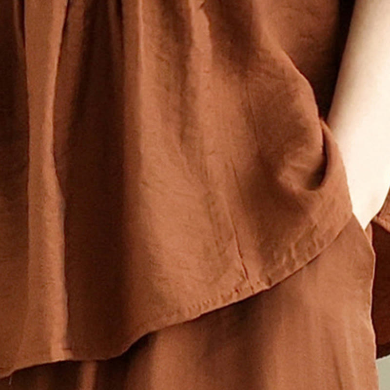 Buddha Stones 2点セット カジュアル レディース スタンドカラー シャツ ゆったりパンツ 瞑想服 セット - image 5