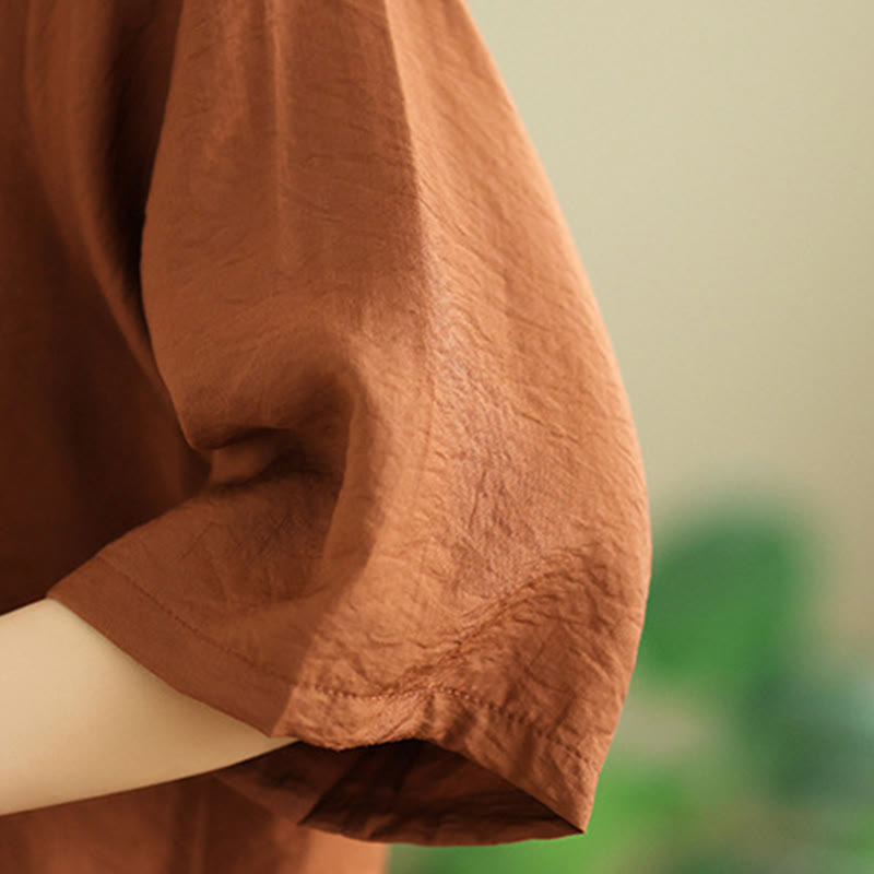 Buddha Stones 2点セット カジュアル レディース スタンドカラー シャツ ゆったりパンツ 瞑想服 セット - image 7