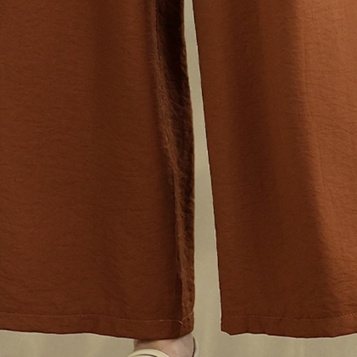 Buddha Stones 2点セット カジュアル レディース スタンドカラー シャツ ゆったりパンツ 瞑想服 セット - image 6