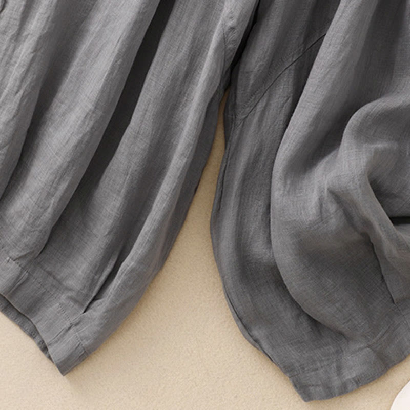 Buddha Stones刺繍柄レディースコットンリネンハーレムパンツ（ポケット付き） - image 3