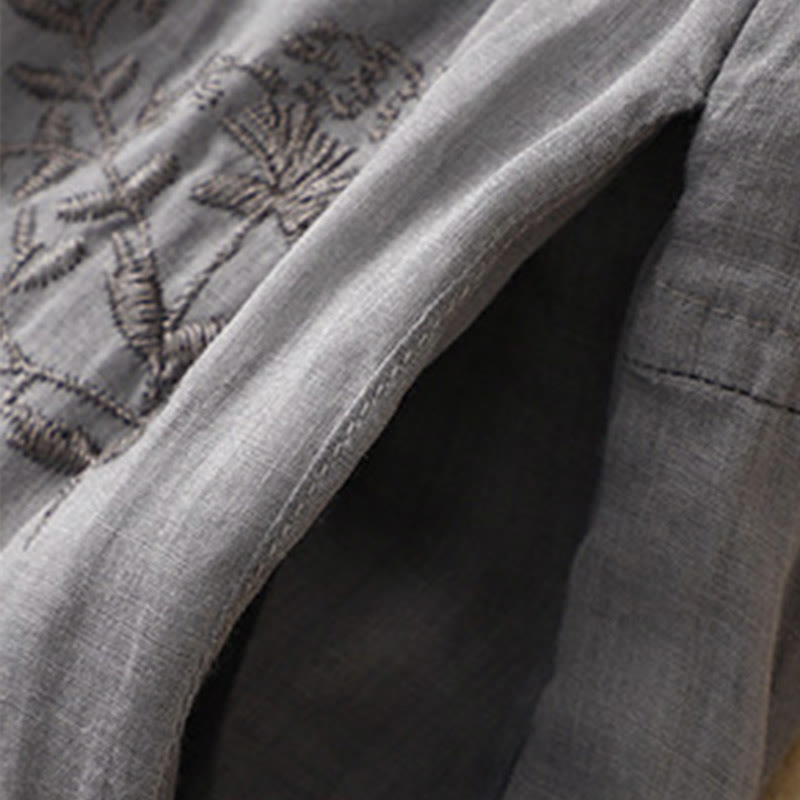 Buddha Stones刺繍柄レディースコットンリネンハーレムパンツ（ポケット付き） - image 3