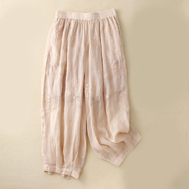 Buddha Stones刺繍柄レディースコットンリネンハーレムパンツ（ポケット付き） - ミスティローズ - US12、 UK/AU16、 EU44 (3XL) - image 11
