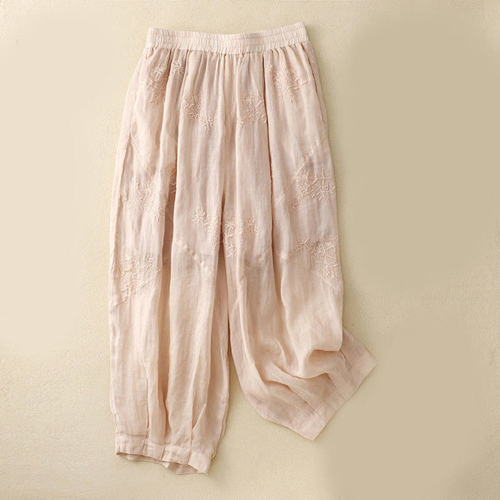 Buddha Stones刺繍柄レディースコットンリネンハーレムパンツ（ポケット付き） - ミスティローズ - US12、 UK/AU16、 EU44 (3XL) - image 10