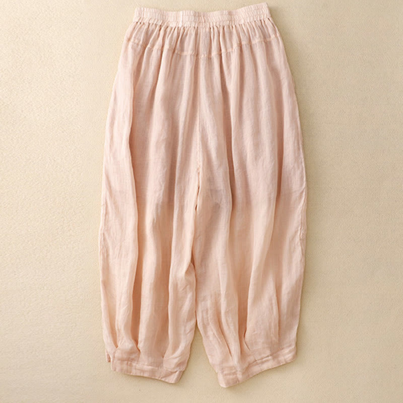 Buddha Stones刺繍柄レディースコットンリネンハーレムパンツ（ポケット付き） - image 12