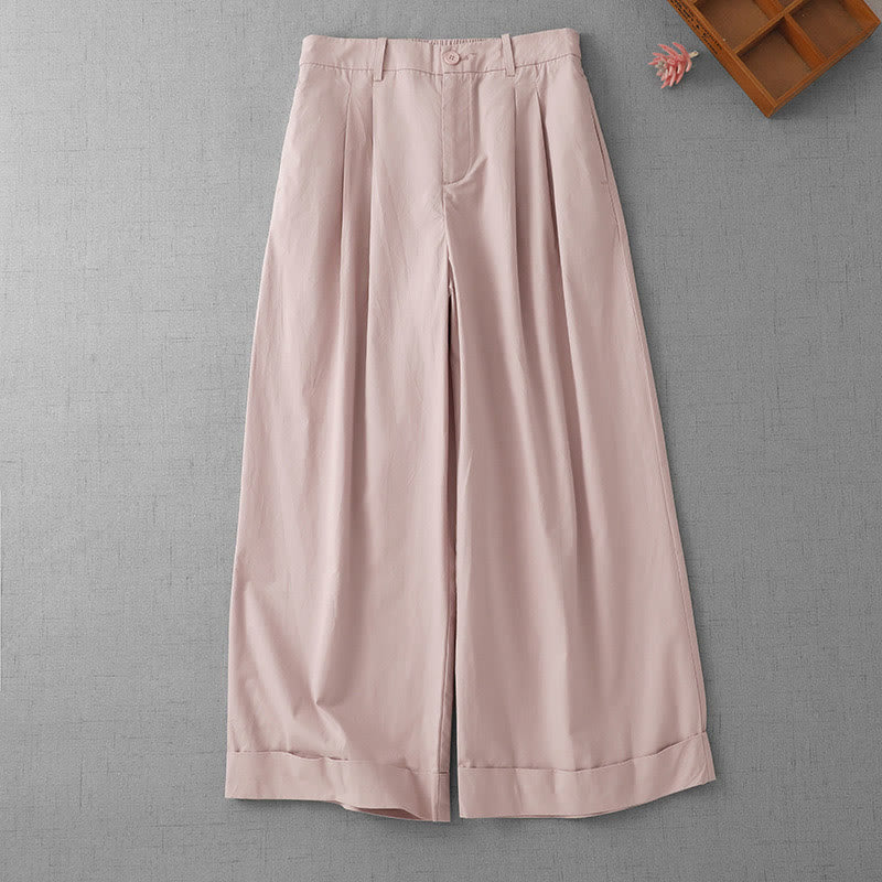 Buddha Stonesカジュアル 無地 ハイウエスト レディース ポリエステル 7-8丈 ワイドレッグパンツ ポケット付き - ピンク - US14、 UK/AU18、 EU46 (2XL) - image 5