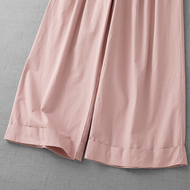 Buddha Stonesカジュアル 無地 ハイウエスト レディース ポリエステル 7-8丈 ワイドレッグパンツ ポケット付き - image 10