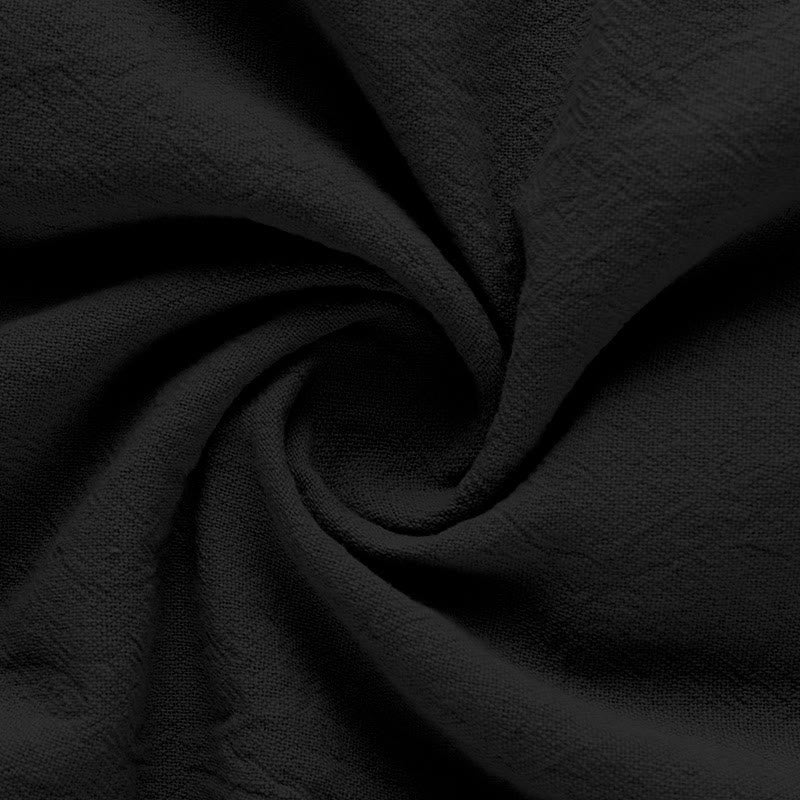 Buddha Stones無地 夏 半袖 ハーフボタン リネン メンズシャツ - image 5