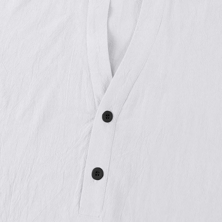 Buddha Stones無地 夏 半袖 ハーフボタン リネン メンズシャツ - image 10