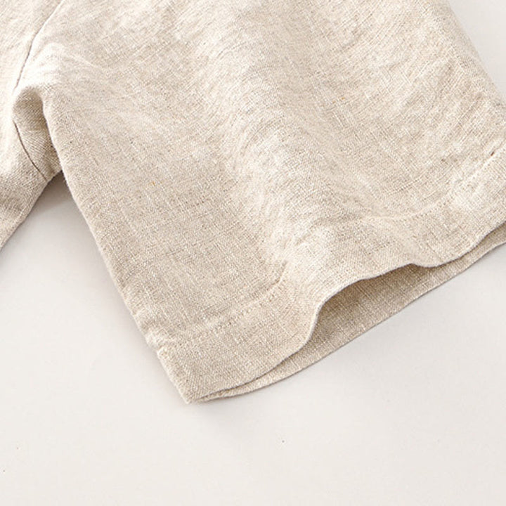 Buddha Stones無地 夏 半袖 ボタン リネン メンズ シャツ ポケット付き - image 6