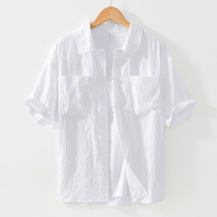 Buddha Stones夏用 半袖 ボタン メンズ シャツ ポケット2つ付き - 白 - US/UK/AU42、 EU52 (3XL) - image 12