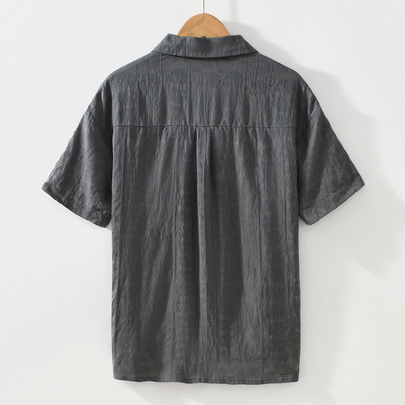 Buddha Stones夏用 半袖 ボタン メンズ シャツ ポケット2つ付き - image 4