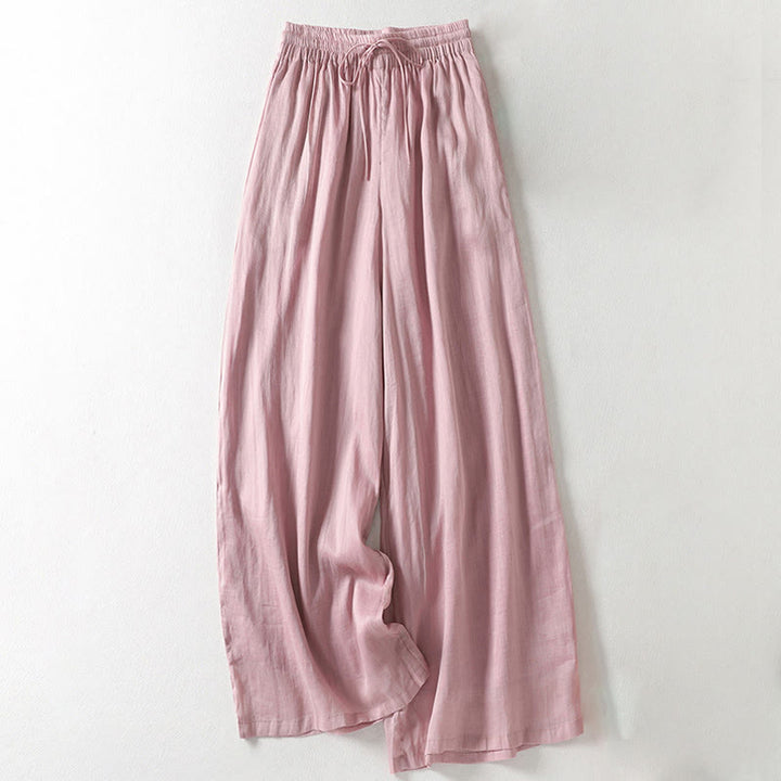 Buddha Stonesカジュアル ドローストリング コットンリネン アンクル丈 レディース ワイドレッグパンツ ポケット付き - ライトピンク - US8-10，UK/AU12-14，EU40-42 (2XL) - image 1