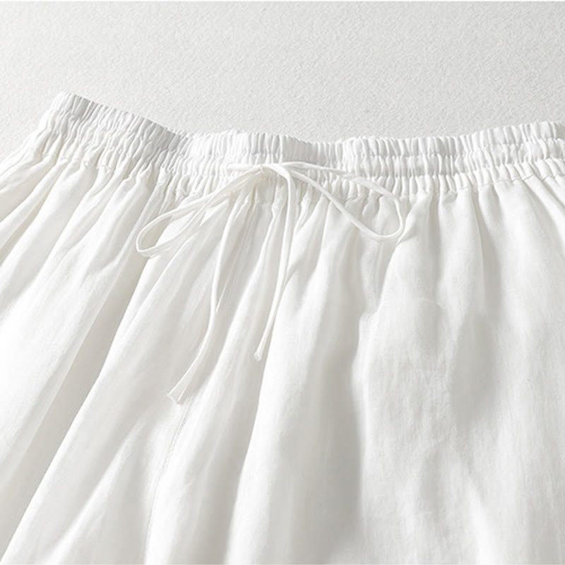 Buddha Stonesカジュアル ドローストリング コットンリネン アンクル丈 レディース ワイドレッグパンツ ポケット付き - image 5