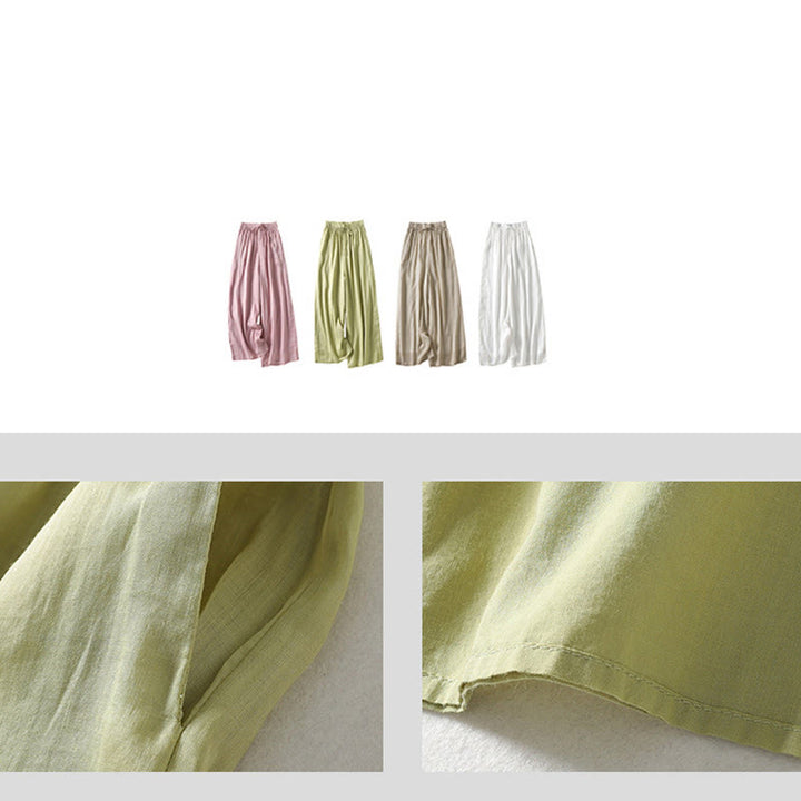 Buddha Stonesカジュアル ドローストリング コットンリネン アンクル丈 レディース ワイドレッグパンツ ポケット付き - image 25