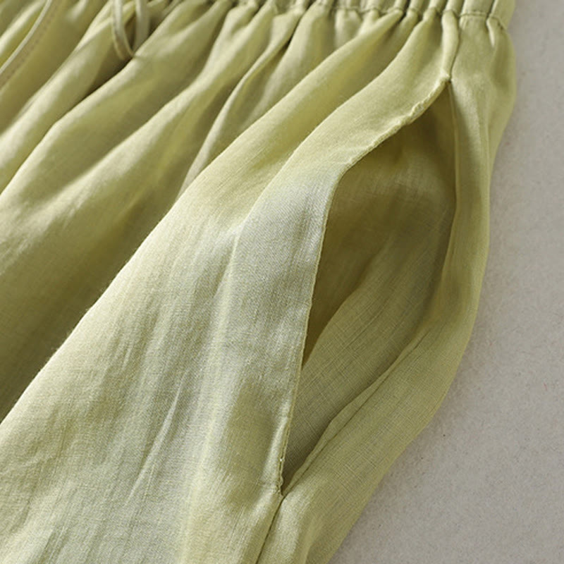 Buddha Stonesカジュアル ドローストリング コットンリネン アンクル丈 レディース ワイドレッグパンツ ポケット付き - image 19