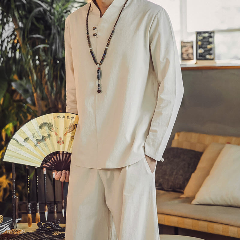 Buddha Stonesコットンシャツ 足首丈パンツ ポケット付き メンズ 瞑想用クロスセット 2点セット - image 7
