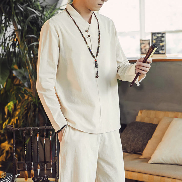 Buddha Stonesコットンシャツ 足首丈パンツ ポケット付き メンズ 瞑想用クロスセット 2点セット - image 4