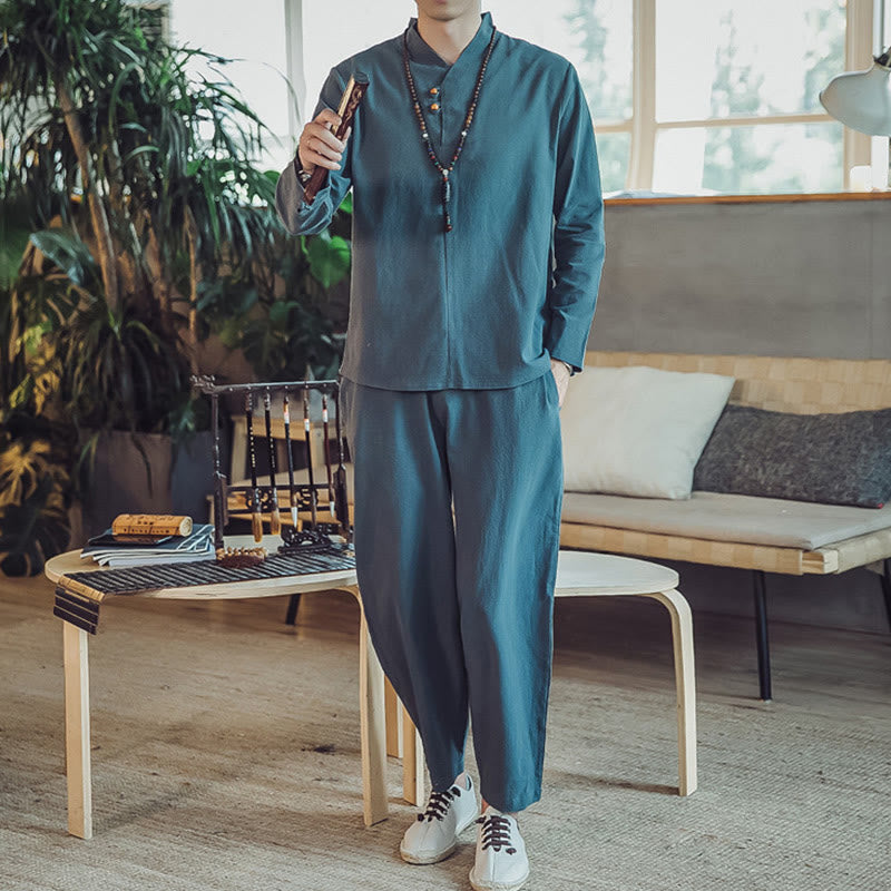 Buddha Stonesコットンシャツ 足首丈パンツ ポケット付き メンズ 瞑想用クロスセット 2点セット - image 20